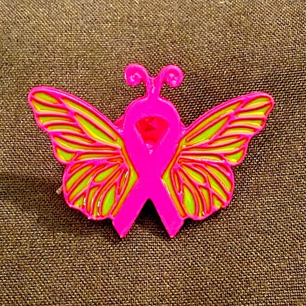 Women’s Accessories Pink and Green Butterfly Cancer Ribbon Enamel Pin Brooch